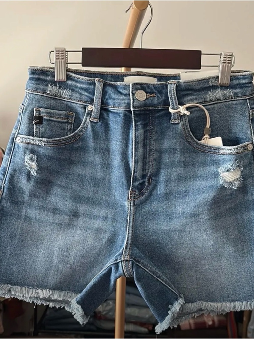 KanCan Blue High-Rise Denim Shorts